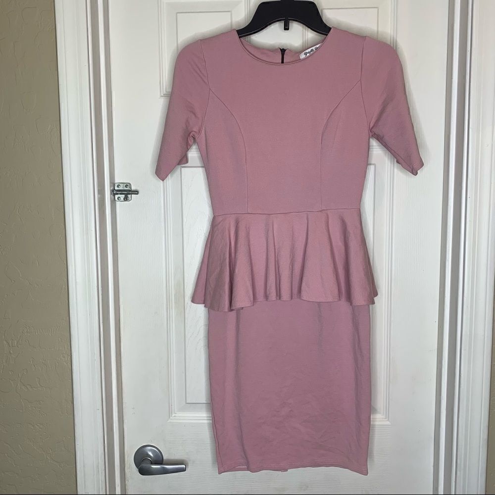 Brigitte Brianna Dusty Mauve Peplum Dress Size Small